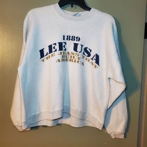 Lee Vintage 90's Adult LG Large White Heavyweight Fuzzy Sweatshirt Crewneck USA.